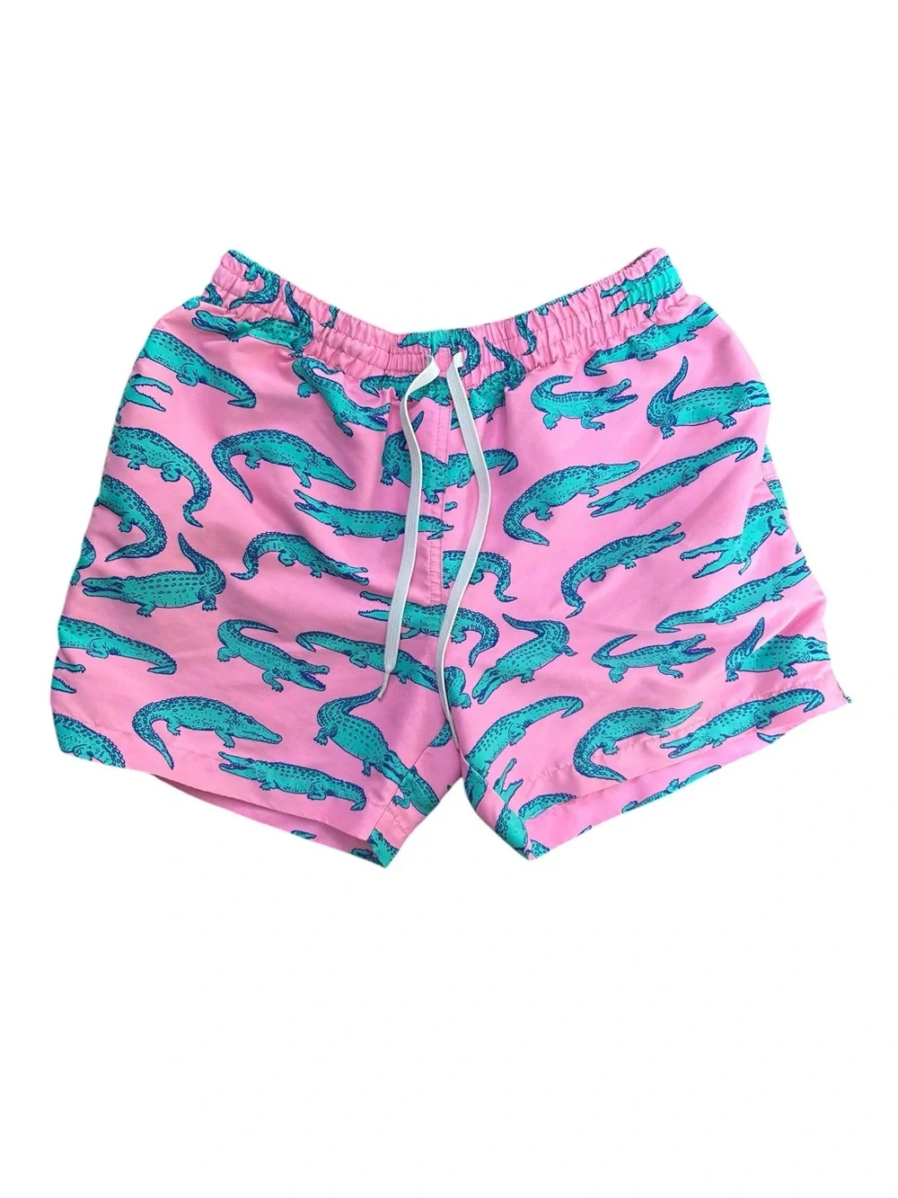 Chubbies Men’s Pink Alligator Swim Trunks Liner-Less Unlined 4” Inseam Sz Small